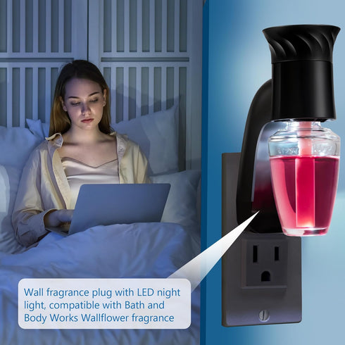 2 Pcs Wall Fragrance Plug with Night Light Compatible with Bath and Body Works WallFlower Fragrance, ETL Certified, Rotatable, Accurate Scent Cont...