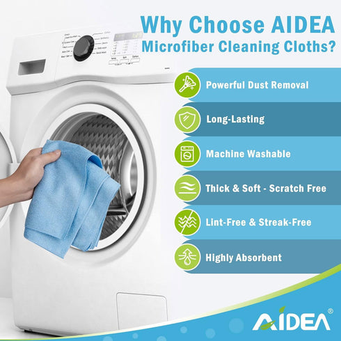 AIDEA Microfiber Cleaning Cloths-24PK, Soft Absorbent Cleaning Rags, Lint-Free Streak-Free Microfiber Cloth for House, Kitchen, Car, Window, Gifts...