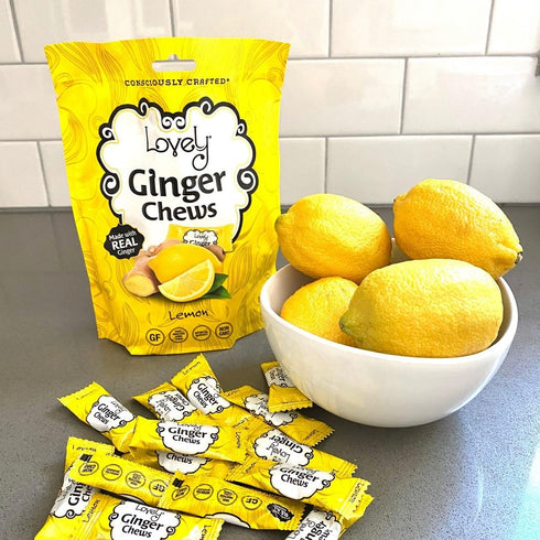 Lovely Candy Co. Lemon Ginger Chews, Made with Real Ginger, Individually Wrapped, 5oz (1-Pack) | Gluten-Free, Non-GMO, NO Artificial Ingredients, ...