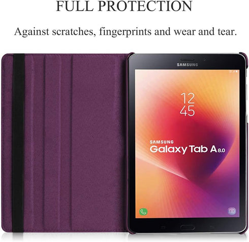 360 Degree Rotating Tablet Case Compatible with Samsung Galaxy Tab A 8.0 (2017 Release), Premium PU Leather Auto Wake/Sleep Stand Cover for Tab A ...