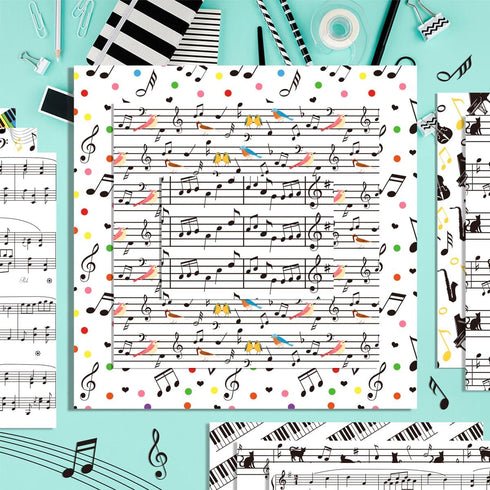 Scrapbook Paper 11.8x11.8 Inch Musical Note Pattern Paper Double-Sided Craft Paper Decorative Paper Folded Flat for Art Craft DIY Card Making, Scr...