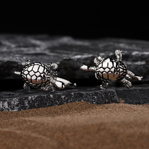 HAWSON Mens Turtle Cufflinks for Shirt in Siver Tone, Novelty Cuff links for Boys....