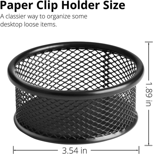 Paper Clip Holder, Paperclip Holders for Desk, Mesh Paper Clip Holder for Desk Binder Wire Mesh Bowls, Paper Clip Dispenser Organizer for Holding ...