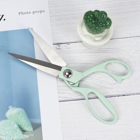 8" All Purpose Stainless Steel Scissors, Heavy Duty Ergonomic Comfort Grip Shears Sharp Green Scissors for Office Home Household (Green)...