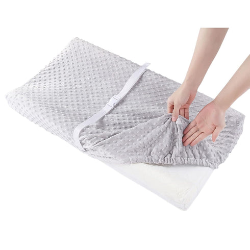 Solid Changing Table Pad Cover Cradle Sheet, Fits 32"/34''x16" Contoured Diaper Changing Pad, Ultra Soft Cozy Minky Dots Plush Changing Table Cove...