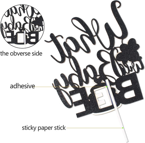 What Will Baby Bee Gender Reveal Cake Topper - Gold Glitter Spring Holidays Bumble Honey Bee Honeycomb Cake Décor - Boy Or Girl He Or She Baby Sho...