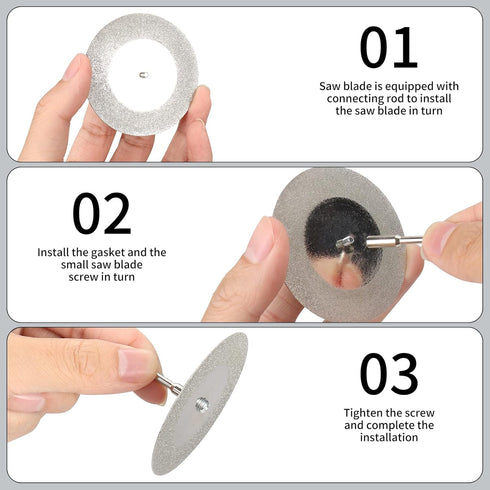 5Pcs 60mm Diamond Cutting Disc Cut Off Wheels with 5Pcs Mandrel 1/8'' Shank Stone Blade for Rotary Tool Drill Attachment Cutting Discs Polishing G...
