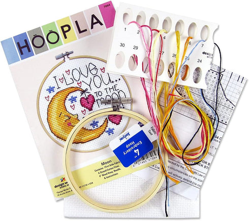 Design Works Crafts Hoop, Moon Counted Cross Stitch Kit...