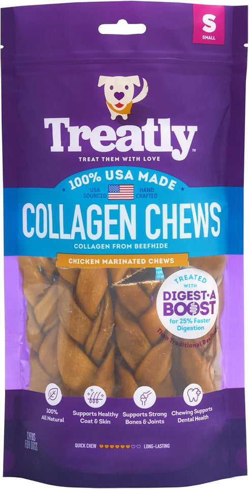 USA Collagen Braids Assorted Dog Chew Treats - Chicken Marinade Flavor, 10oz/1 Pack...