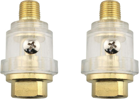 CHENJIN 2PCS Mini Automatic Grease Filler 1/4 NPT Air Compressor Oil Lubricator Iron Plated Copper Pneumatic Tools Internal Parts with Screws...