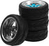 2.59in Rubber Tires & 12mm Hex Plastic Wheel Rims Set Compatible with Traxxas Kyosho HPI Tamiya Associated 1/10 RC On-Road Touring Car (Blue)...