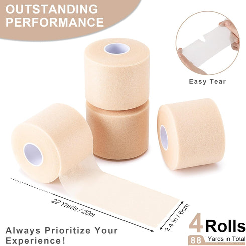 4 Pcs Pre Wrap Athletic Tape, Foam Underwrap Bandage Sports Tape, Wrists Elbow Knees Ankles Tape for Gymnastics Boxing Climbing...