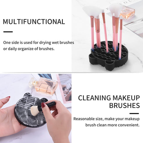 Silicon Makeup Brush Cleaner Mat with Brush Drying manual Make up brush cleaner cleanser machine Cosmetic Brush Cleaner Pad+Makeup Brush Dry Clean...