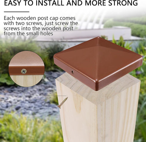 4x4 Post Caps, Fence Post Caps for True/Actual 4" x 4" Wood Posts, Metal Deck Post Caps Galvanized Steel Post Caps Keep Wooden Post from Cracking ...