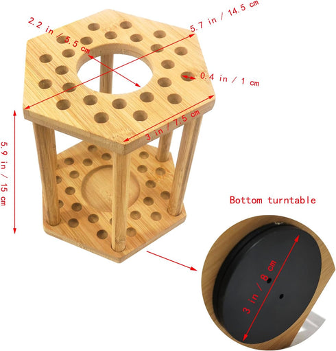 Rotating Paint Brush Holder 25 Holes Bamboo Display Drying Stand Artist Paint Brush Organizer Watercolor Brush Stand Rack Paint Brush Storage Art ...