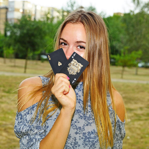 Joyoldelf Playing Cards, Black Playing Cards & Waterproof Playing Cards & Plastic Playing Cards with Box, Cool & Flexible Poker Cards/Deck of Card...