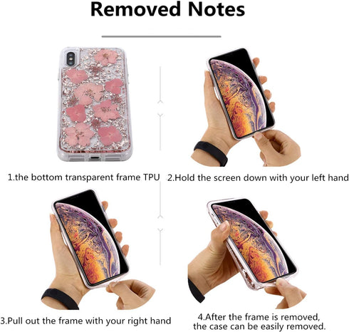 Compatible with iPhone Xs Max Case, Women Glitter Shells Foil Sparkle Hard Back Cover with TPU Bumper Protective Phone Bling Case for iPhone Xs Ma...
