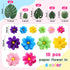 42 Pcs Tissue Paper Flowers Faux Palm Leaves Set 12 Pcs 20''/10'' Colorful Giant Paper Flowers and 30 Pcs Tropical Leaves for Summer Hawaiian Luau...
