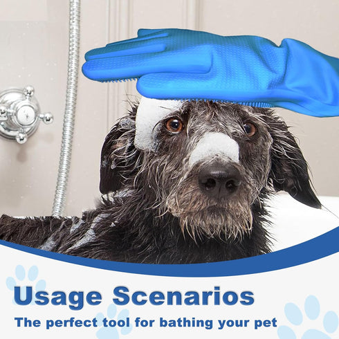 2pcs dog washing gloves and dog bath brush, 2-in-1 pet shower set | Suitable for dogs, cats, bath massage, and pet grooming...
