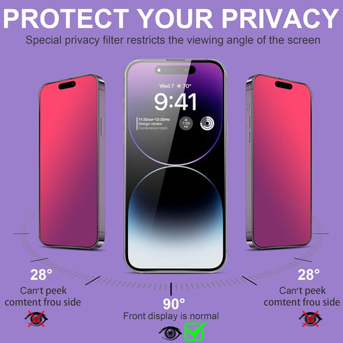 2 Pack Gradient Tempered Glass Privacy Screen Protector for iPhone14 ProMax 6.7inch Anti Spy Anti Blue Light Eye Protection HD Ultra Clear Anti-Sc...