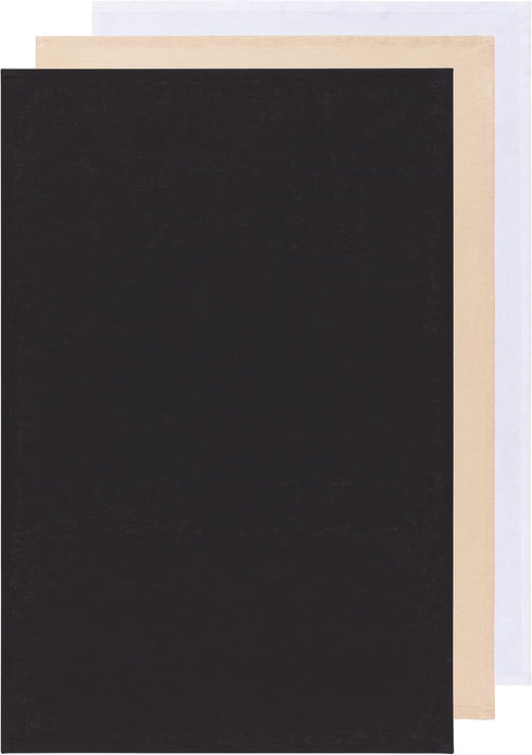 Now Designs Floursack Kitchen Towels, Set of Three, Black/Oyster/White...