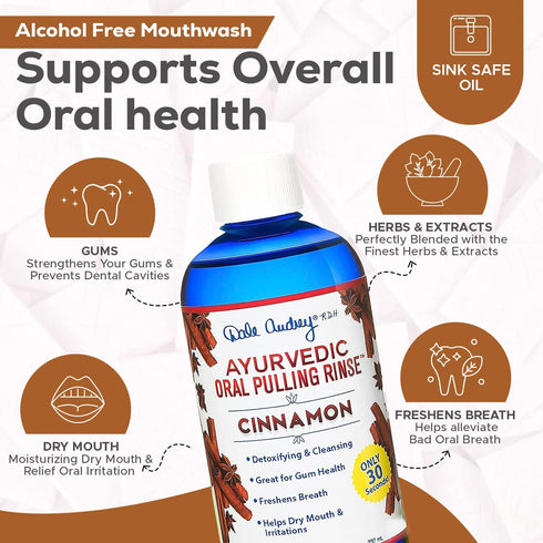Oil Pulling for Teeth and Gums | Made in USA Cinnamon Flavored Organic Sesame Oil Pulling| Ayurvedic Oil Pulling Rinse to Whiten Your Teeth & Fres...