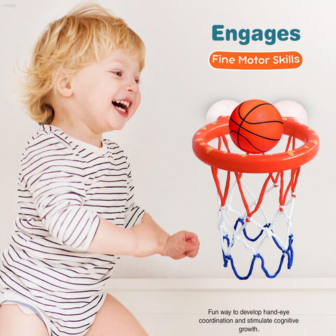 Bath Toys - Bathtub Basketball Hoop for Toddlers and Kids - Bathtub and Shower Toys with 4 Soft Balls, Mold Free and Strong Suction Cup, Fun Bath ...