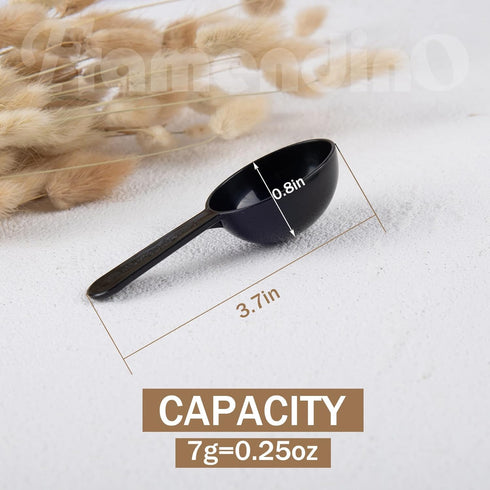 Framendino, 12 Pack Plastic Coffee Measuring Spoons Short Handle Scoops for Tea Sugar Cereal Milk Powder Spices Black 7g...