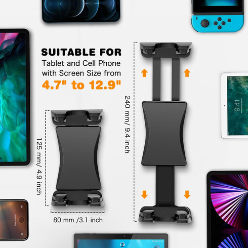 Aluminum Heavy Duty Tablet Mount for Car/Truck, 360° Adjustable 2-stage Tablet Stand Holder for Commercial Vehicle Dashboard Windshield, Compatibl...