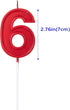 2.76in Birthday Candles Glitter Cake Red Number 6 Candles Topper Decoration for Wedding Anniversary,Party Celebration (RED Number 6)...