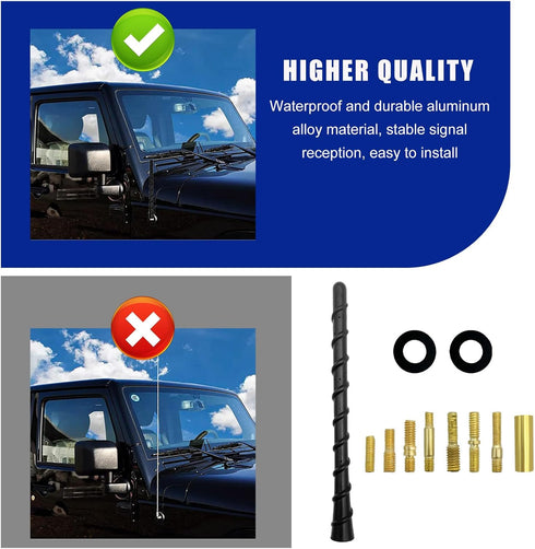 Car Spiral Antenna, 7 Inch Auto Toppers Flexible Retrofit Antenna with Screw, Waterproof PVC Antenna Replacement Universal for Most Vehicles, Exte...