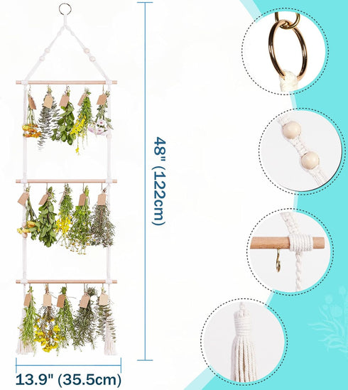 3Tier Herb Drying Rack Flower Drying with 25PCS Brown Gift Tags and 32ft Natural Jute Twine herb Dryer,Herb Drying Rack,Hanging Herb Dryer Rack...