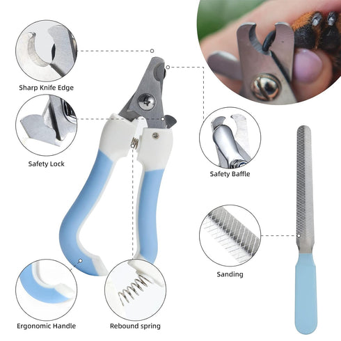 6Pcs Dog Bath Brush, Soft Silicone Pet Shampoo Massage Dispenser Grooming Shower Brush, Pet Finger Toothbrush, Nail Clippers and Nail File for Dog...