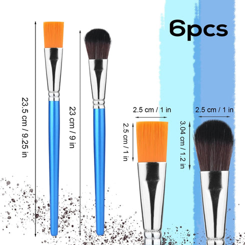 6pcs Mop Brush for Acrylic Painting, 1 Inch Oval Blending Paint Brushes for Acrylic Painting, Paint Brushes with Wooden Handle for Acrylic Paint, ...