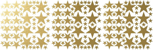 Star Wall Decals (189 Count) - Gold Star Decals for Nursery, Removable Peel and Stick, Vintage Gold...