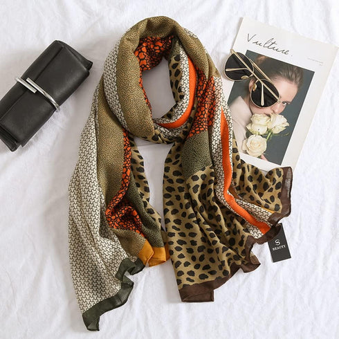 Women Animal Print Scarf Cotton-linen Feeling Shawl Wraps Scarves...