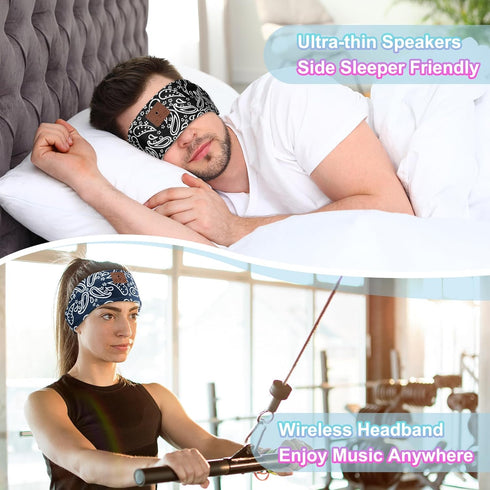 2-Pack Sleep Headphones Bluetooth Headband 2024 Headband Headphones with Thin Speakers, Bluetooth Headband for Side Sleepers, Insomnia, Sports, Wo...