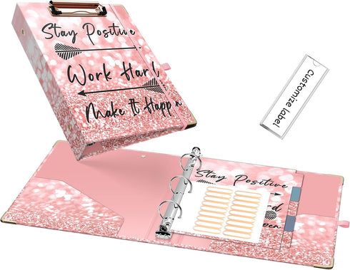 Small A5 Binder 3 Ring 1 Inch for 5.5" x 8.5" Paper with 5-Tab Dividers, Mini Binders for School Office Supplies and Home, Stay Positive...