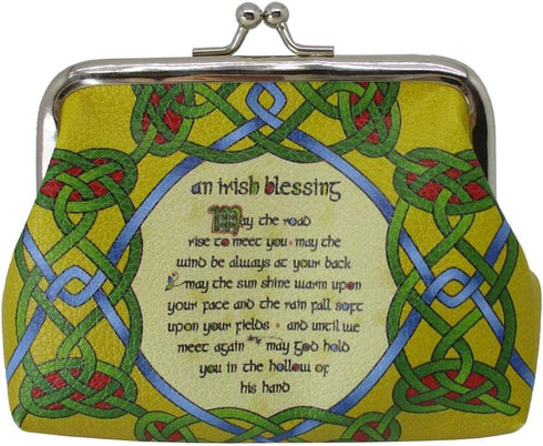 Clip Purse With Irish Weave and an Irish Blessing Design...