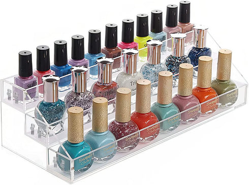 MineSign Nail Polish Holder Organizer Clear Acrylic Nail Polish Tray Fingernail Polish Display case 3 layers Essential Oils Holder Makeup Organize...