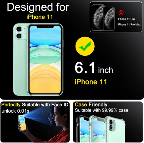 Ferilinso 3 Pack Screen Protector for iPhone 11 with 3 Pack Tempered Glass Camera Lens Protector Phone Case Friendly HD Accessories Protector de P...