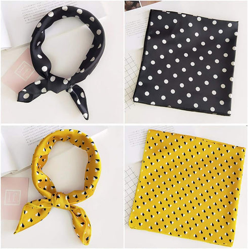 4 PCS Square Scarf Satin Silk Feeling Formal Square Neck Scarf Head Hair Wraps Neckerchief Scarf - 20x20 Inch - Style 4...