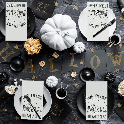 Horaldaily 100 Halloween Disposable Paper Decorative Guest Napkins, Skeleton Star Hand Towel for Party Lunch Dinner Kitchen Bathroom...