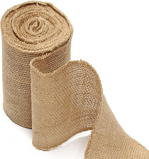 Burlap Ribbon, Lainrrew 6" Wide Burlap Fabric Ribbon Craft Ribbon Natural Burlap Ribbon with Finisheh Edges for Gift Wrapping, Craft Project, Home...