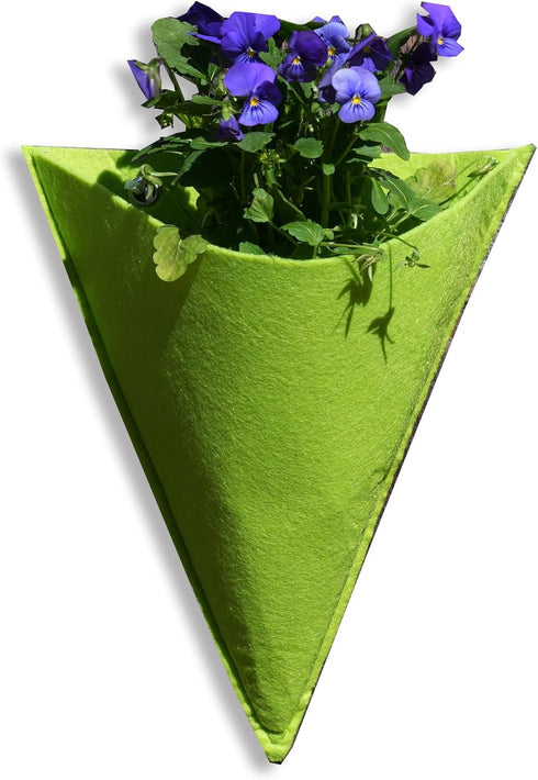 Pack of 6 Green Triangle Felt Wall Hanging Planters - 10" x 12" - Versatile & Eco-Friendly Wall, Vertical, and Hanging Planters for Outdoor & Indo...