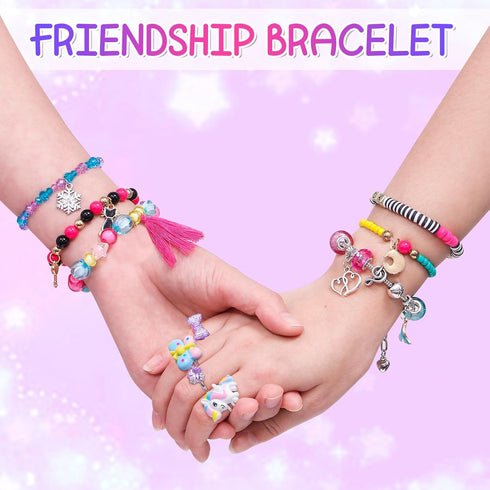 10set Charm Bracelet Making Kit - DIY Jewelry Making Supplies Bead Set, Art and Craft Gift for Girl, Princess Birthday Gift Party Favors | Girl Pr...
