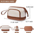 Telena Makeup Bag Large Capacity Travel Cosmetic Bags Double Layer Portable Leather Make Up Bag for Women Beige with Brown...