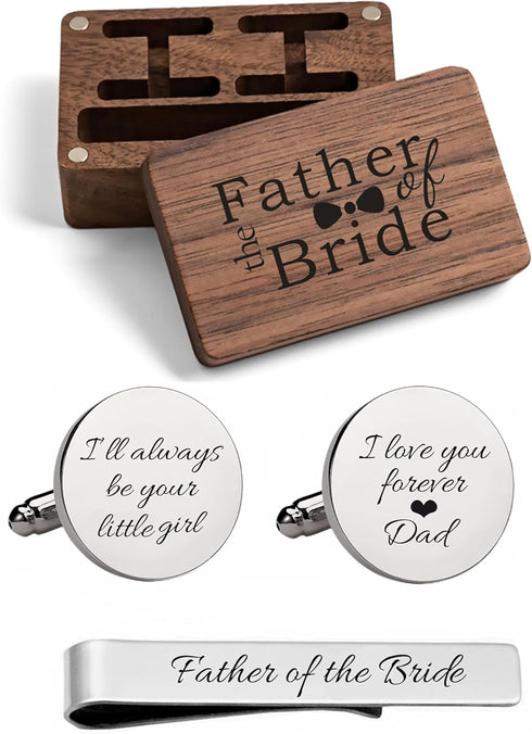 Kooer Personalized Engraved Cuff Links Tie Clip Set Custom Engrave Phrase Wedding Cufflinks Jewelry Gift for Father Dad Of all the Walks We've tak...