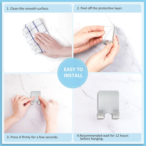 VIS'V Shower Wall Razor Holder, Metal Adhesive Razor Hooks for His and Hers, Waterproof, Silver, 2 Pcs...