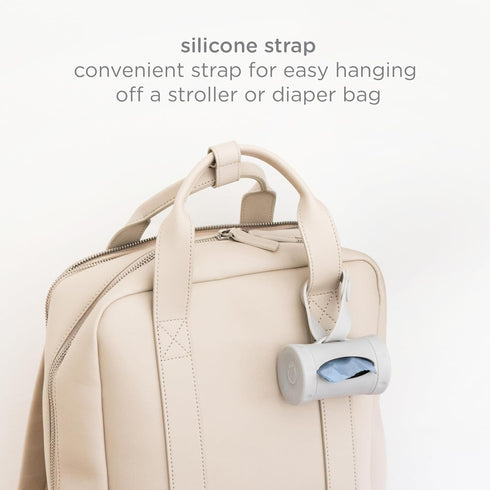 Ubbi Retractable On the Go Bag Dispenser for Travel, Diaper Bag Accessory, Must Have for Newborn, Helpful Baby Item, Gray...